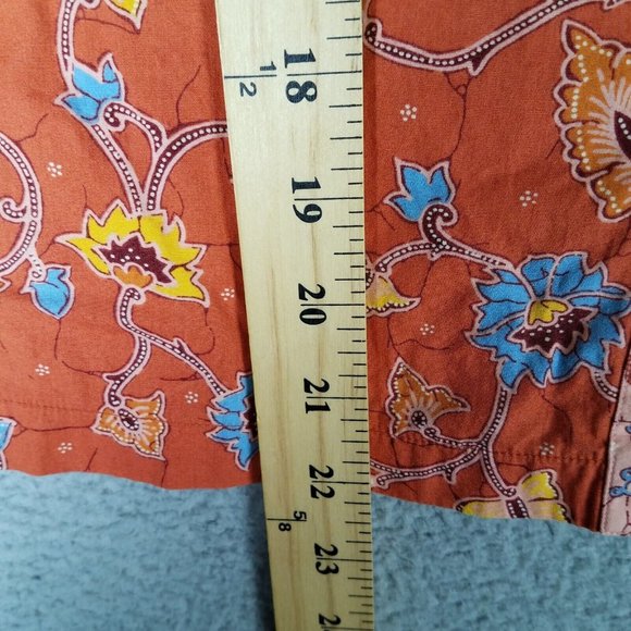 Disney Shirt Girl's Kid's 14 Orange Button Front Mickey Mouse Floral Ruffles - Picture 9 of 10